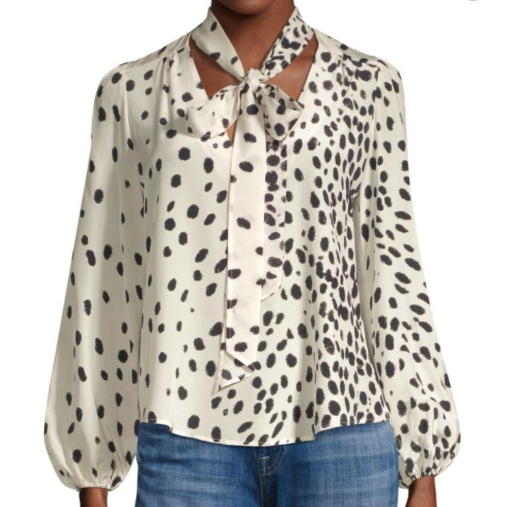 RIXO London Moss Silk Blouse Snow Leopard Size: XS